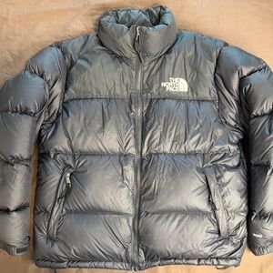 The North Face Men's Charcoal Puffer Jacket with hoodie